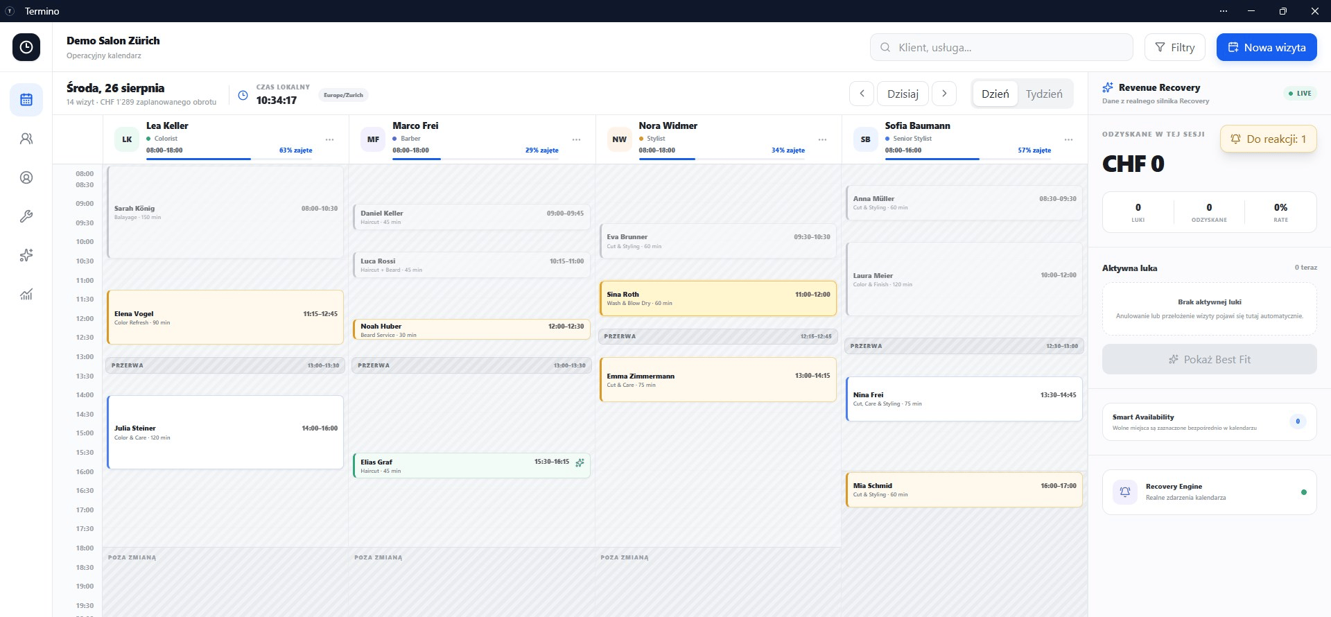 Termino calendar and appointment management interface